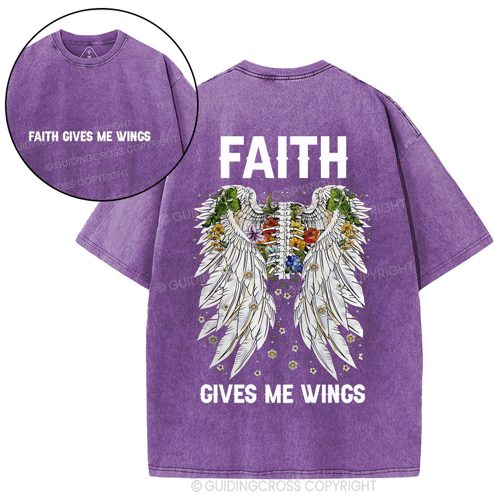 Faith Gives Me Wings Christian Washed T-Shirt