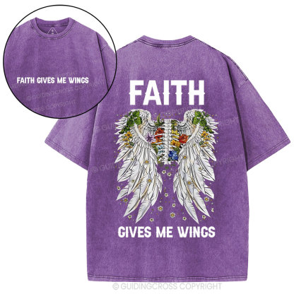 Faith Gives Me Wings Christian Washed T-Shirt
