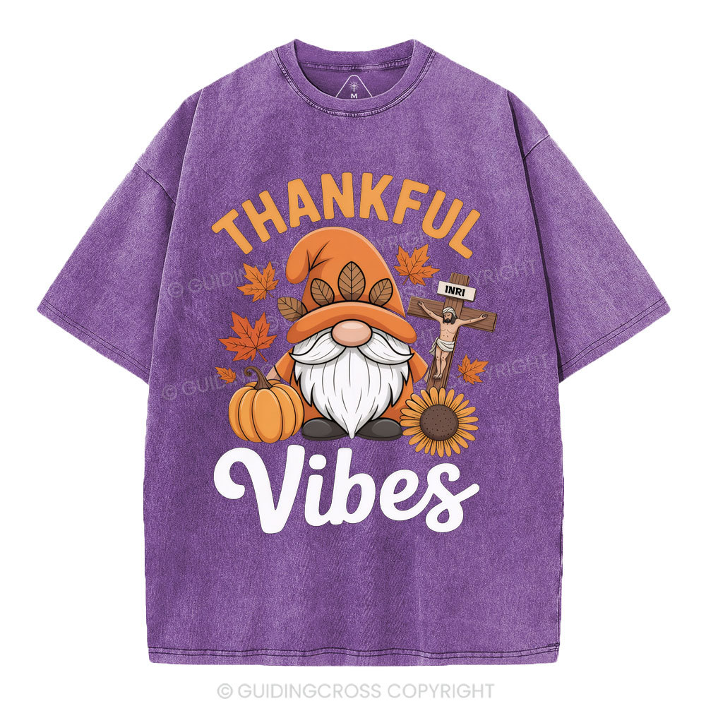 Thankful Vibes Christian Washed T-Shirt