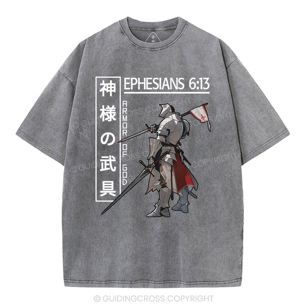 Armor Of God Anime Christian Washed T-Shirt