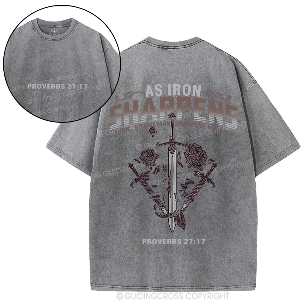 As Iron Sharpens Christian Washed T-Shirt