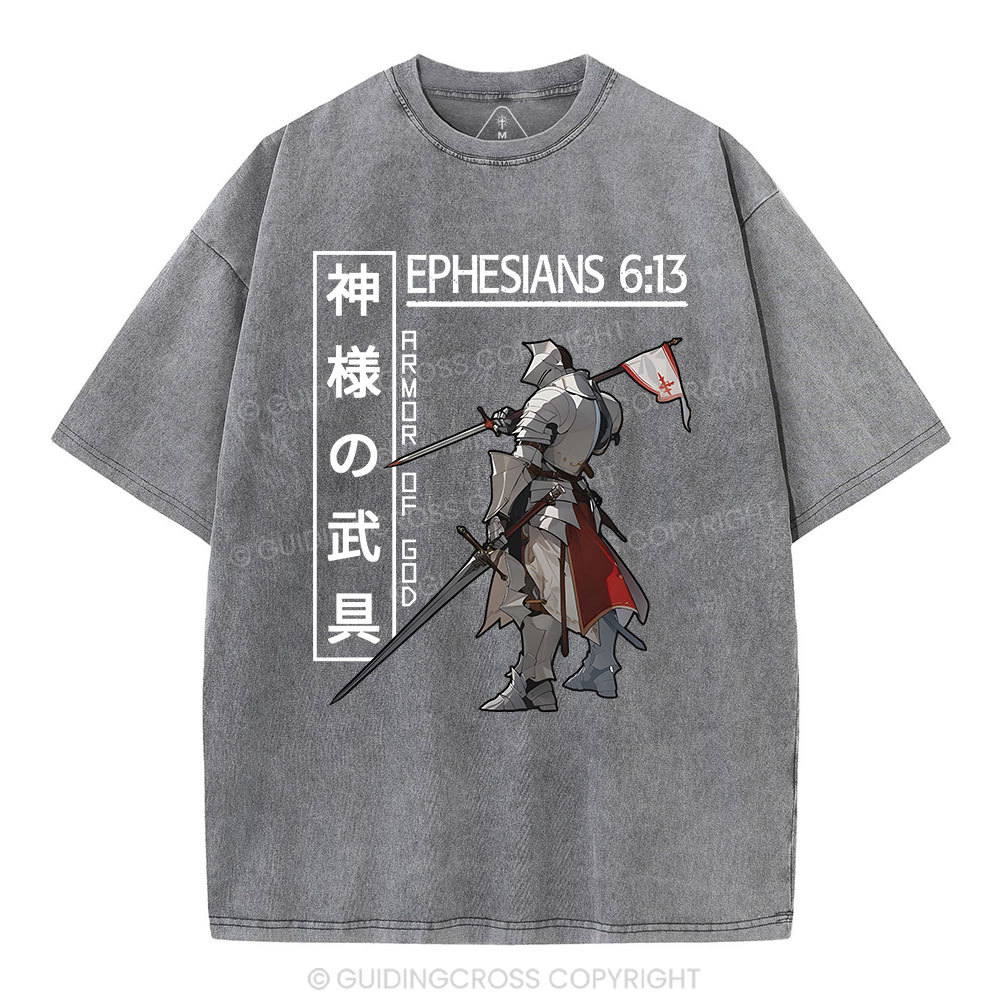 Armor Of God Anime Christian Washed T-Shirt
