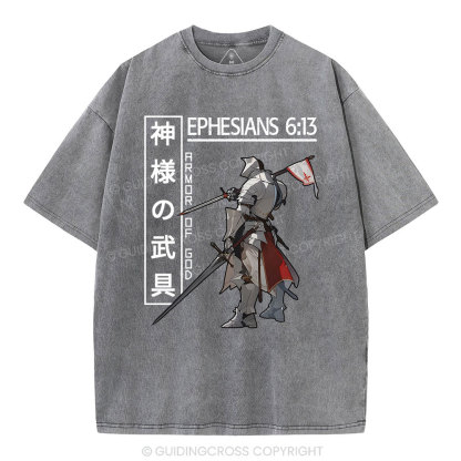 Armor Of God Anime Christian Washed T-Shirt