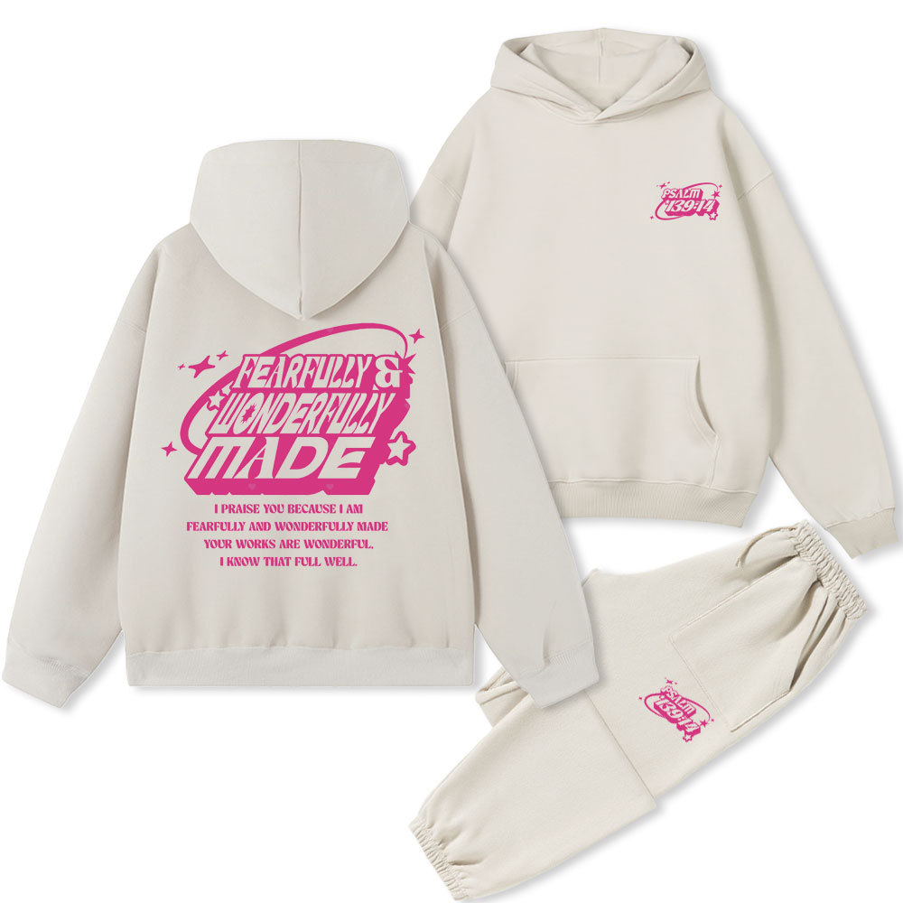 Fearfully & Wonderfully Made Christian Premium Fleece Hoodie Set