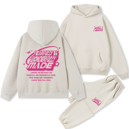 Fearfully & Wonderfully Made Christian Premium Fleece Hoodie Set