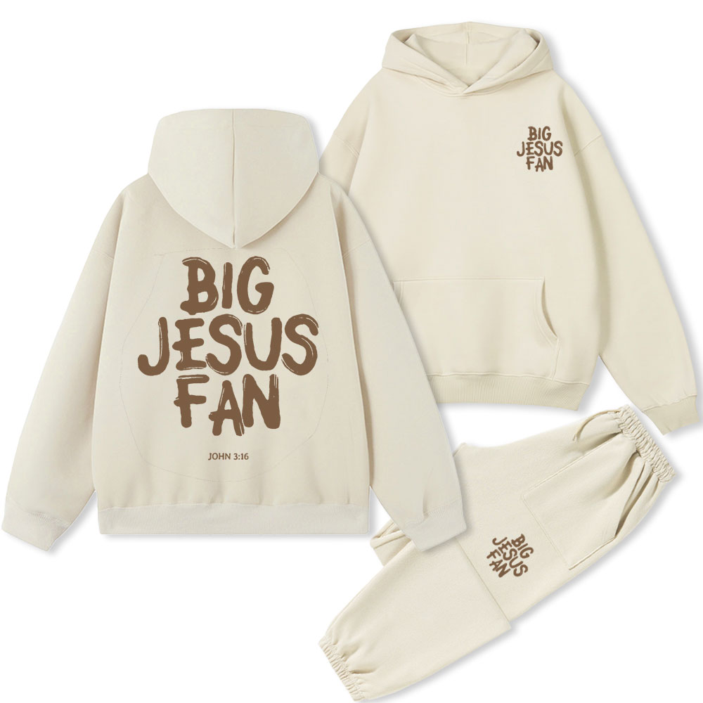 Big Jesus Fan Christian Premium Fleece Hoodie Set