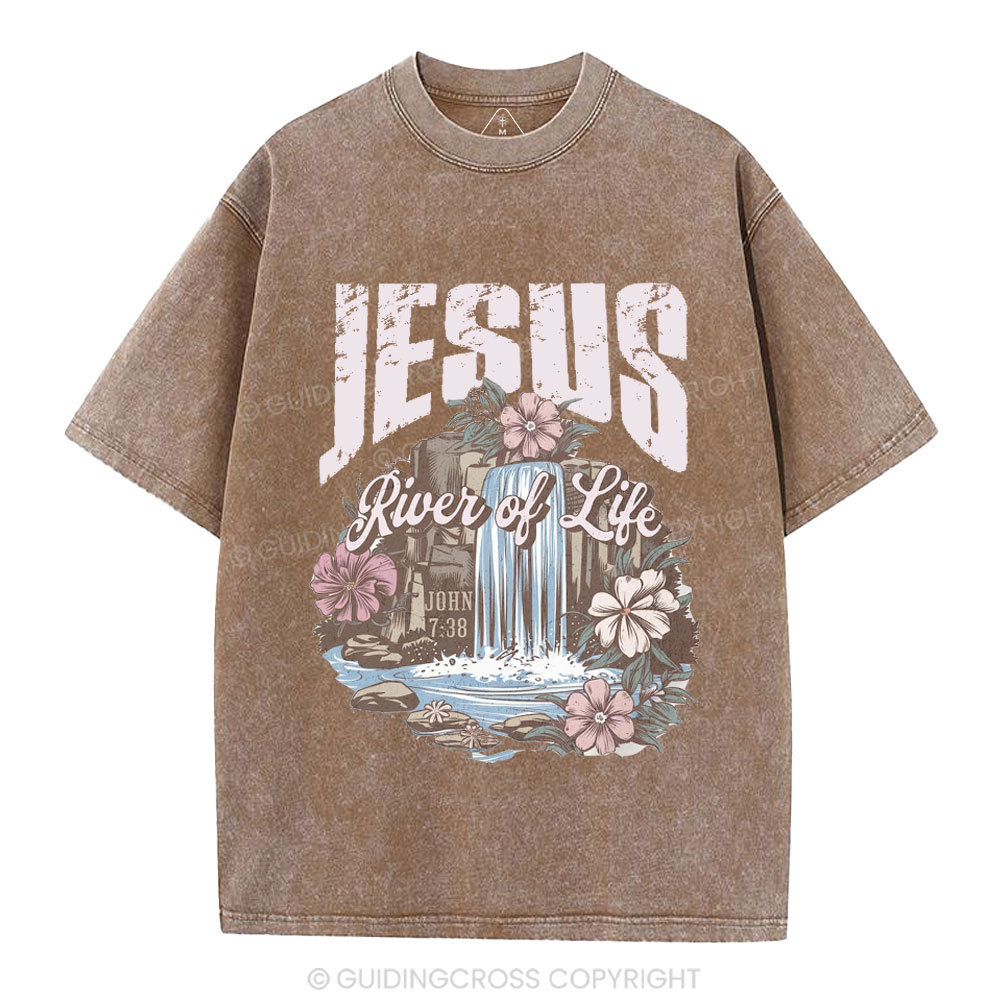 Jesus River Of Life Christian Washed  T-Shirt