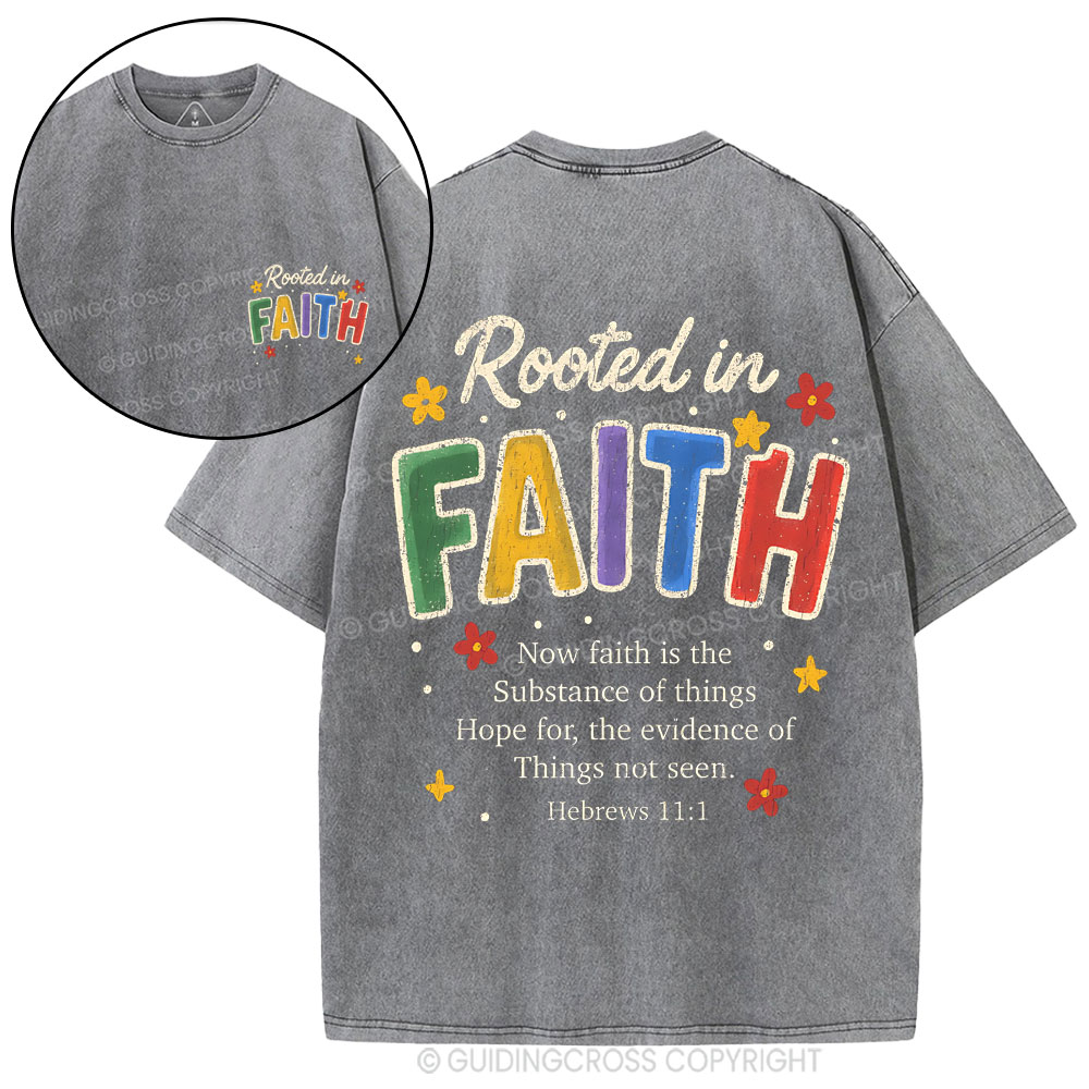 Rooted In Faith Christian Washed T-Shirt