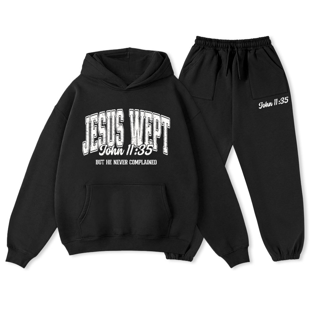 Jesus Wept Christian Premium Fleece Hoodie Set