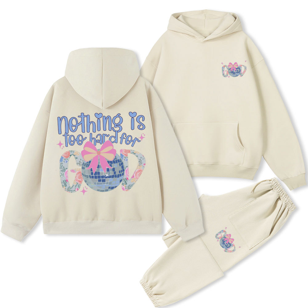 Nothing Is Too Harf For God Christian Premium Fleece Hoodie Set