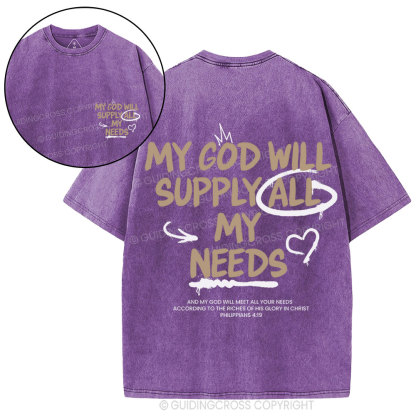 My God Will Supply All My Needs Christian Washed T-Shirt