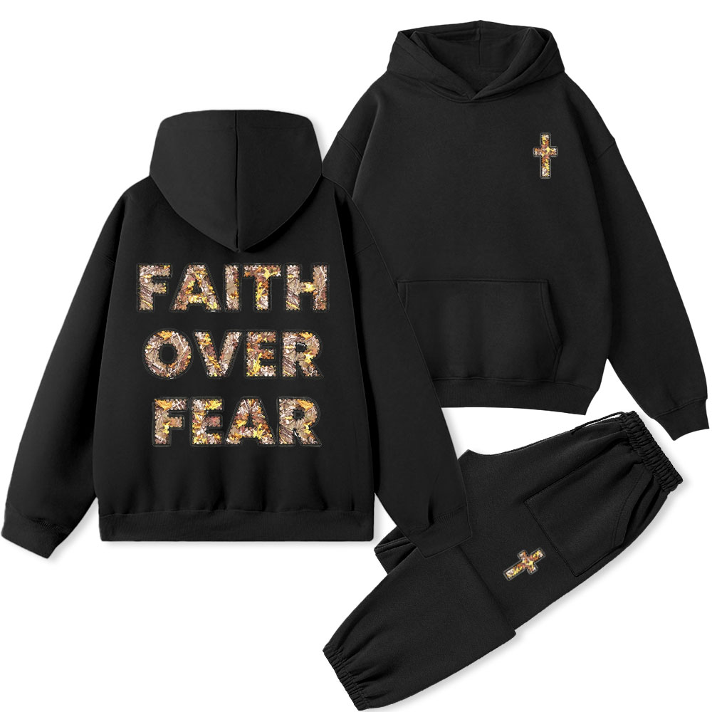 Faith Over Fear Christian Premium Fleece Hoodie Set