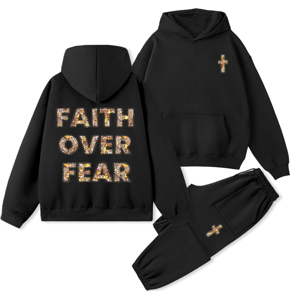 Faith Over Fear Christian Premium Fleece Hoodie Set