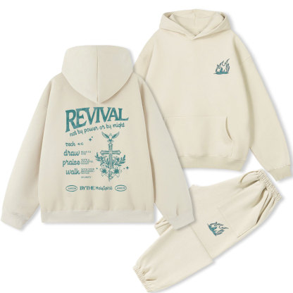 Revival Not By Power Or By Might Christian Premium Fleece Hoodie Set