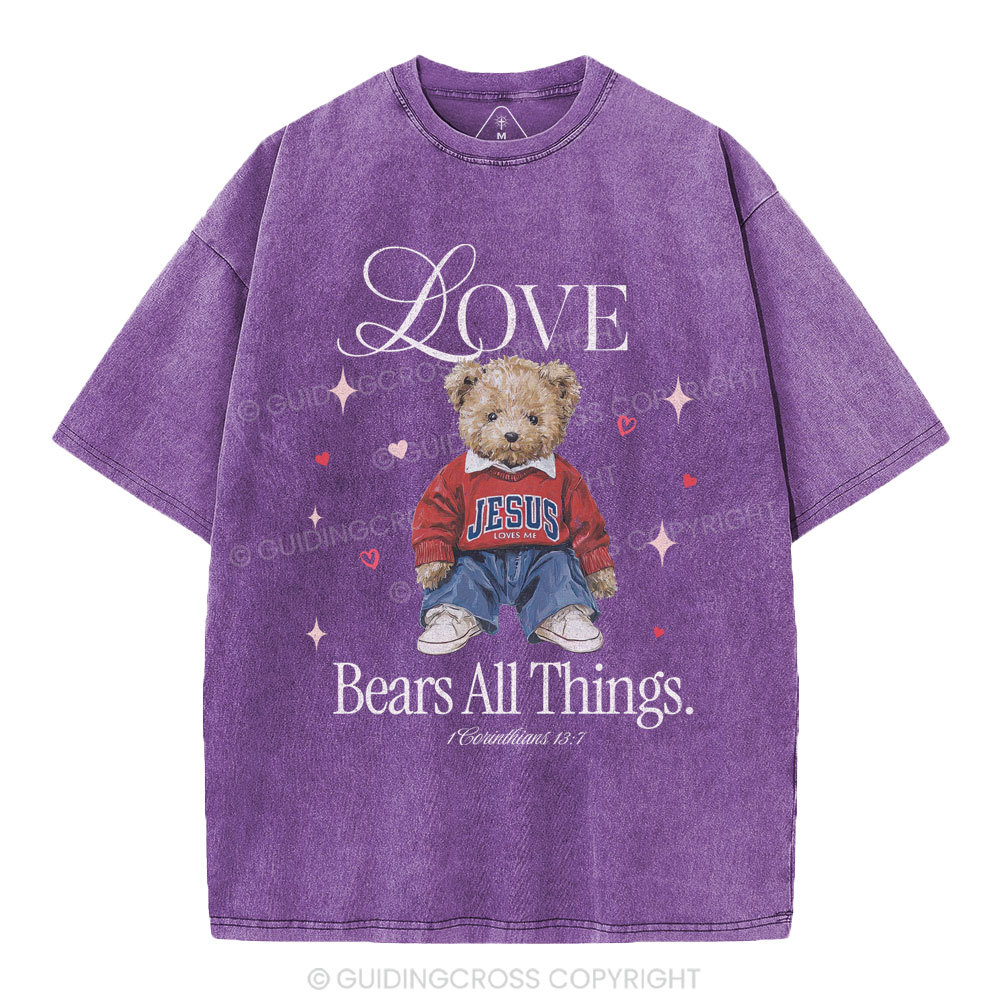 Love Bears All Things New Christian Washed T-Shirt
