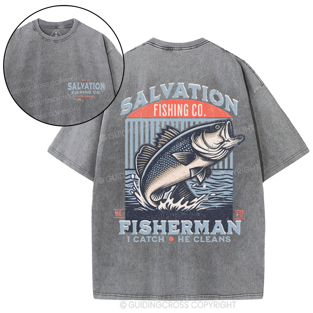 Salvation Fishing Co. Christian Washed T-Shirt
