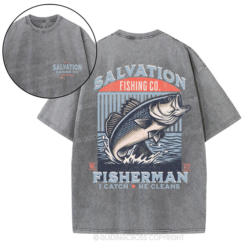 Salvation Fishing Co. Christian Washed T-Shirt