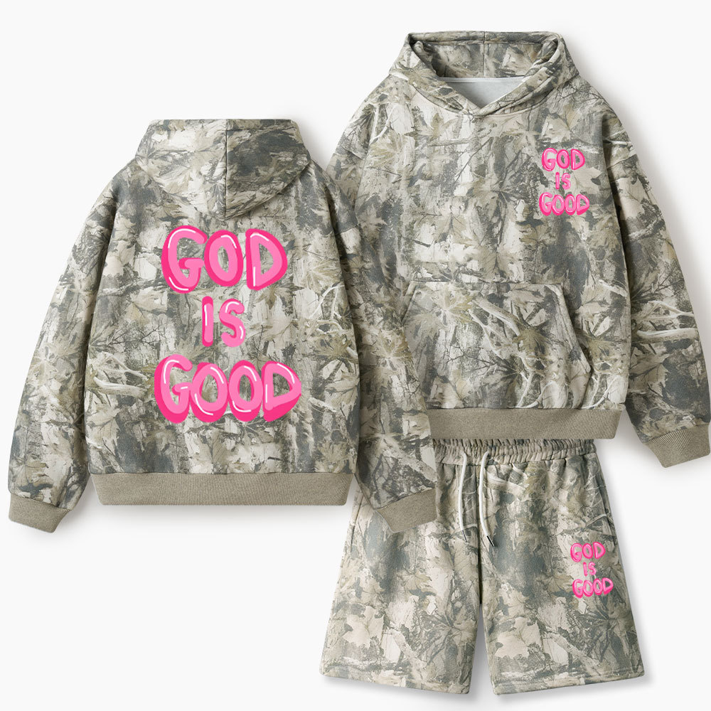God Is Good Christian Camo Fleece Hoodie Set