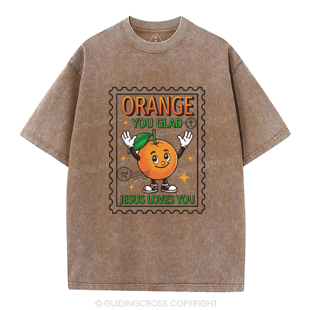 Orange You Glad Jesus Lives You Christian Washed T-Shirt