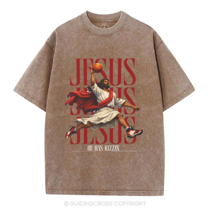 He Has Rizzin Christian Washed T-Shirt
