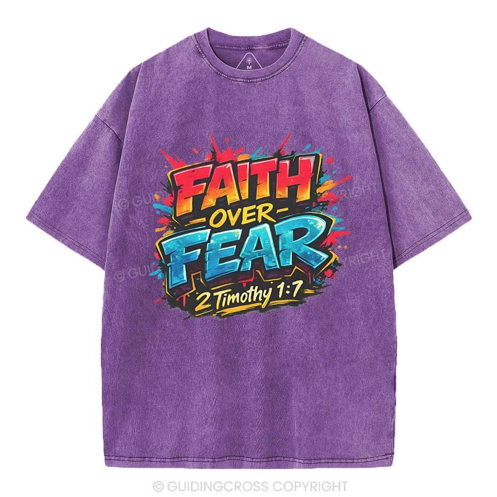 Faith Over Fear Christian Washed T-Shirt