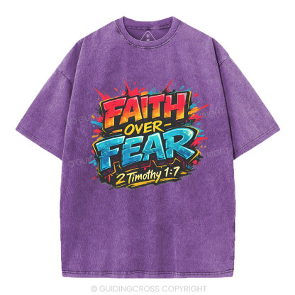 Faith Over Fear Christian Washed T-Shirt