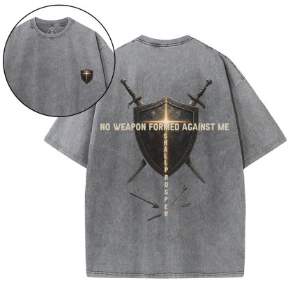 No Weapon Against Me Christian Washed T-Shirt
