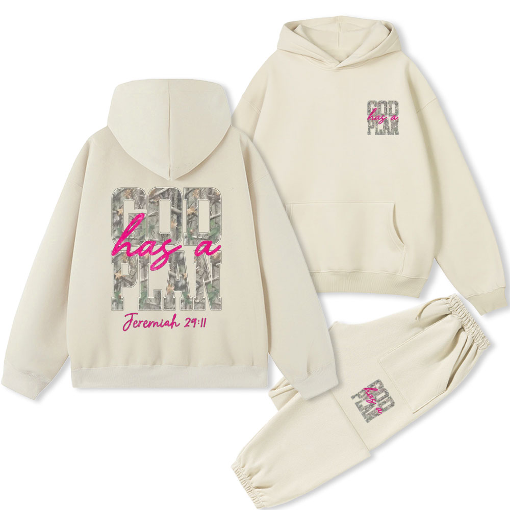 God Has A Plan Christian Premium Fleece Hoodie Set 