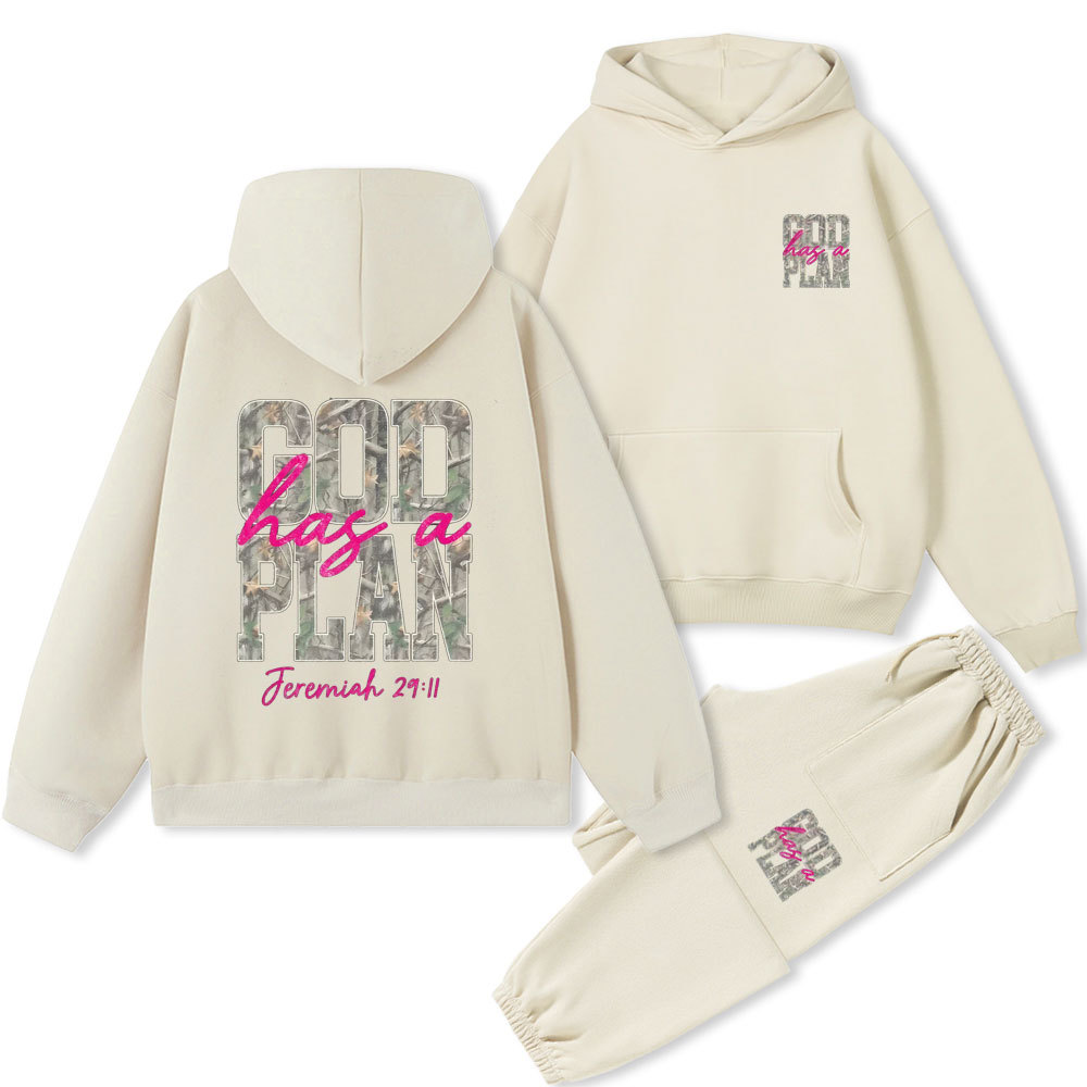 God Has A Plan Christian Premium Fleece Hoodie Set 