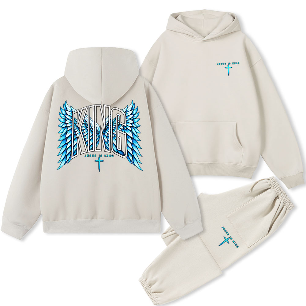 Jesus Is King Christian Premium Fleece Hoodie Set