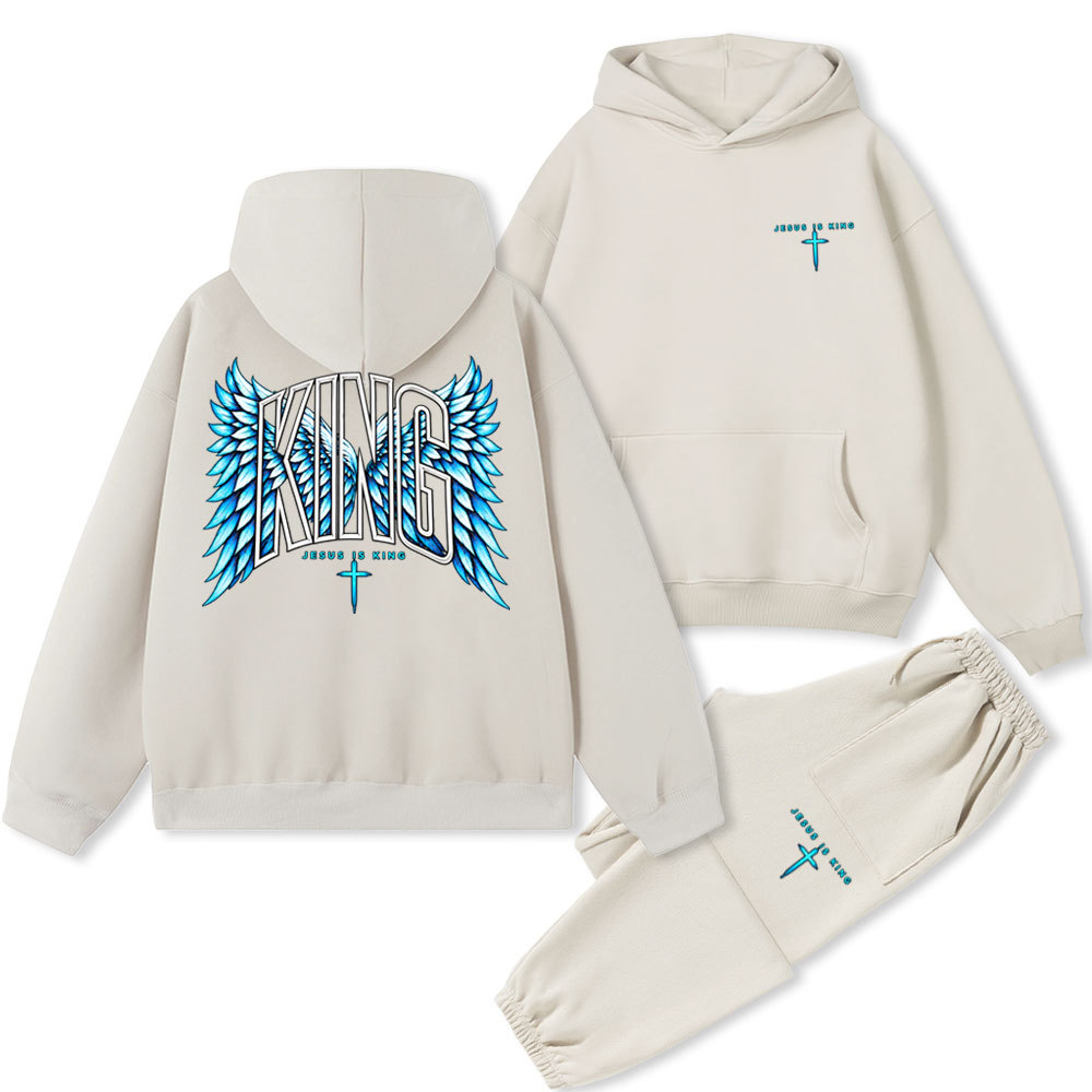 Jesus Is King Christian Premium Fleece Hoodie Set