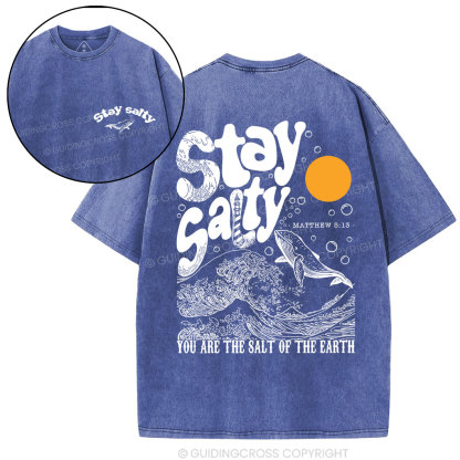 Stay Salty Ocean Waves Christian Washed T-Shirt