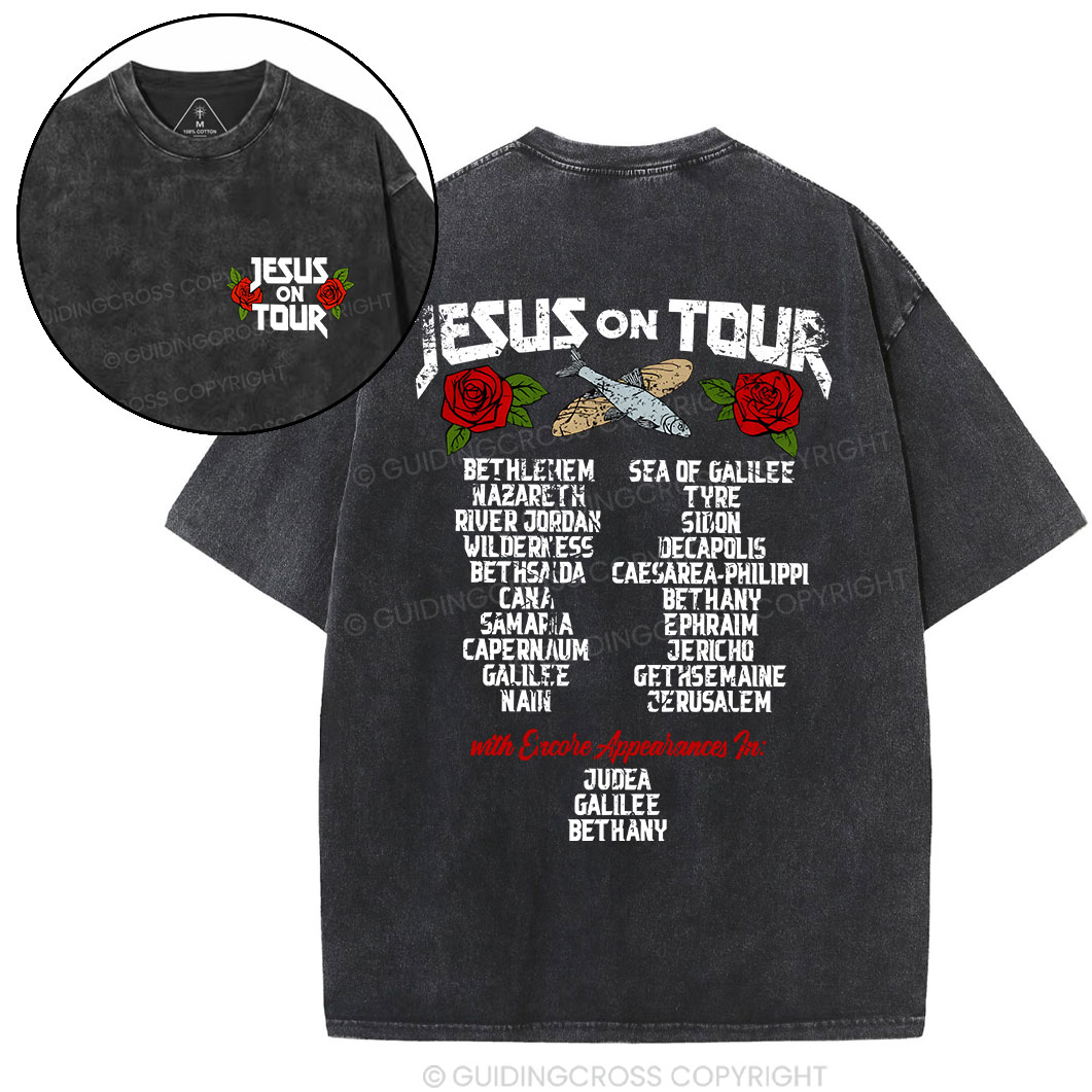 Jesus On Tour Christian Washed T-Shirt Sale - GuidingCross
