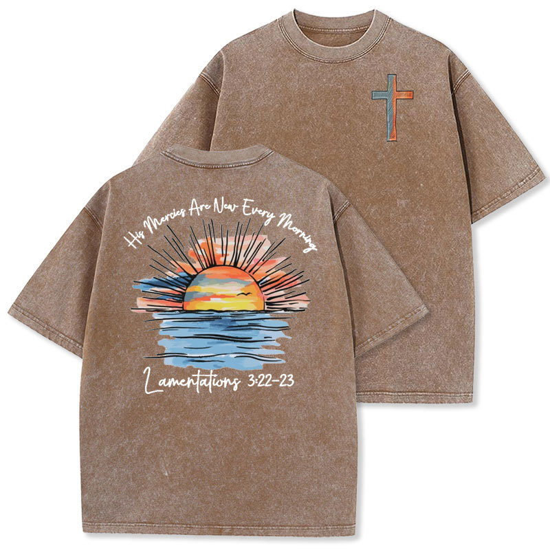 His Mercies Are New Every Morning Christian Washed T-Shirt