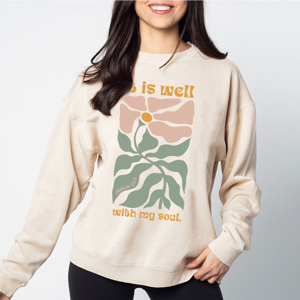 It Is Well With My Soul Christian Washed Sweatshirt