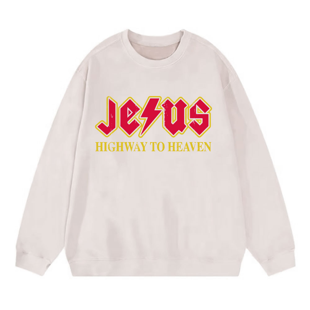 Jesus Highway To Heaven Christian Washed Sweatshirt