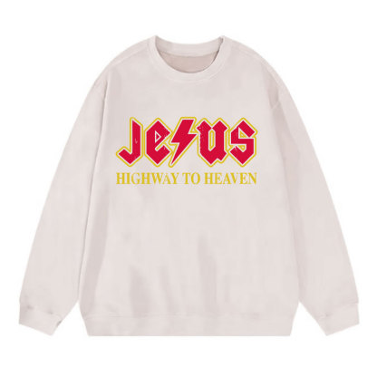 Jesus Highway To Heaven Christian Washed Sweatshirt