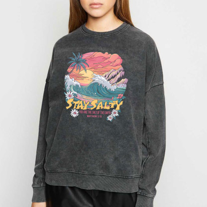 Stay Salty Christian Washed Sweatshirt