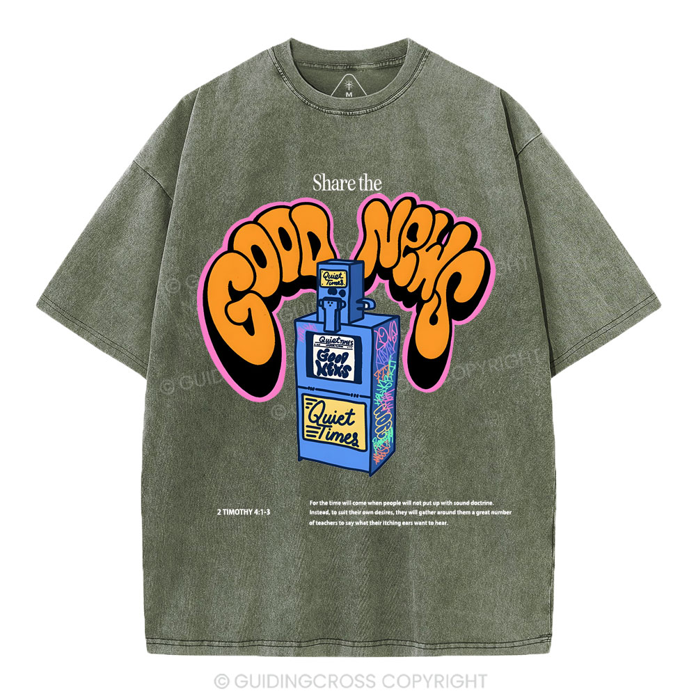 Share The Good News Chirstian Washed T-Shirt