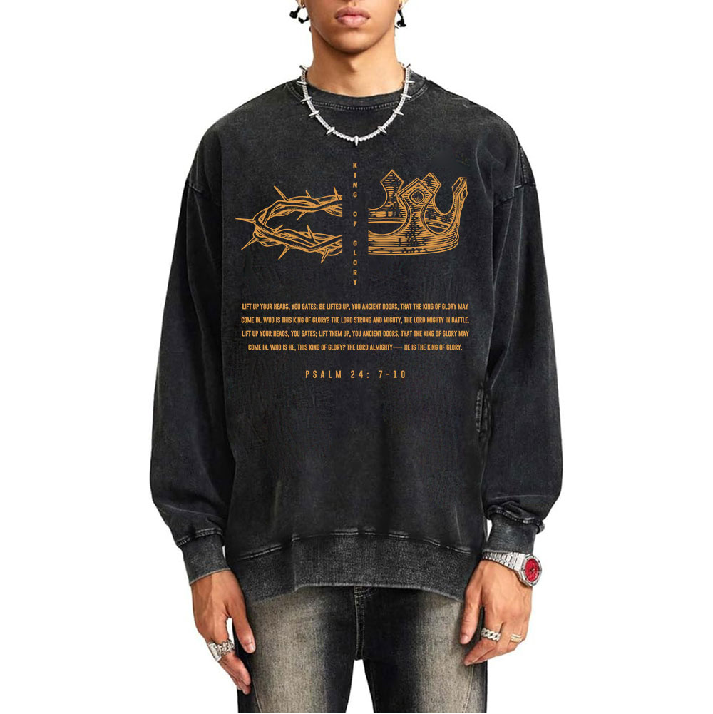 King Of Glory Christian Washed Sweatshirt