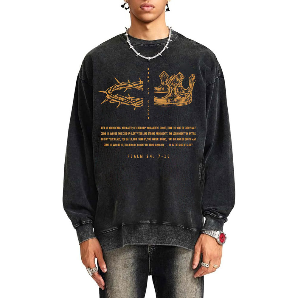 King Of Glory Christian Washed Sweatshirt