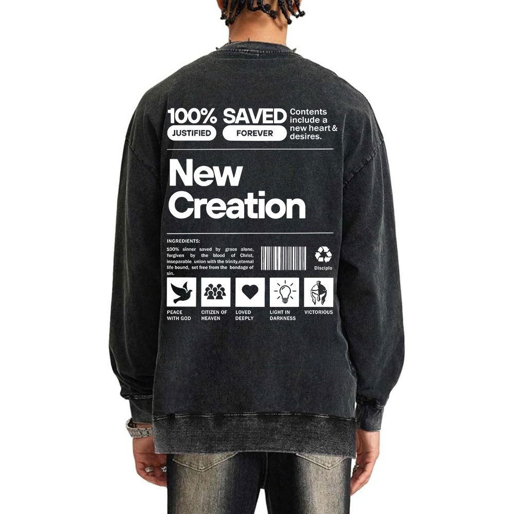 100% Saved Christian Washed Sweatshirt