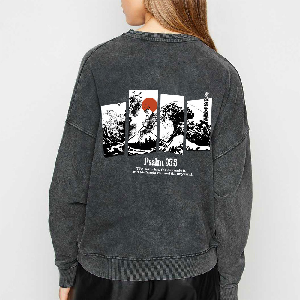 The Sea Is His Christian Washed Sweatshirt