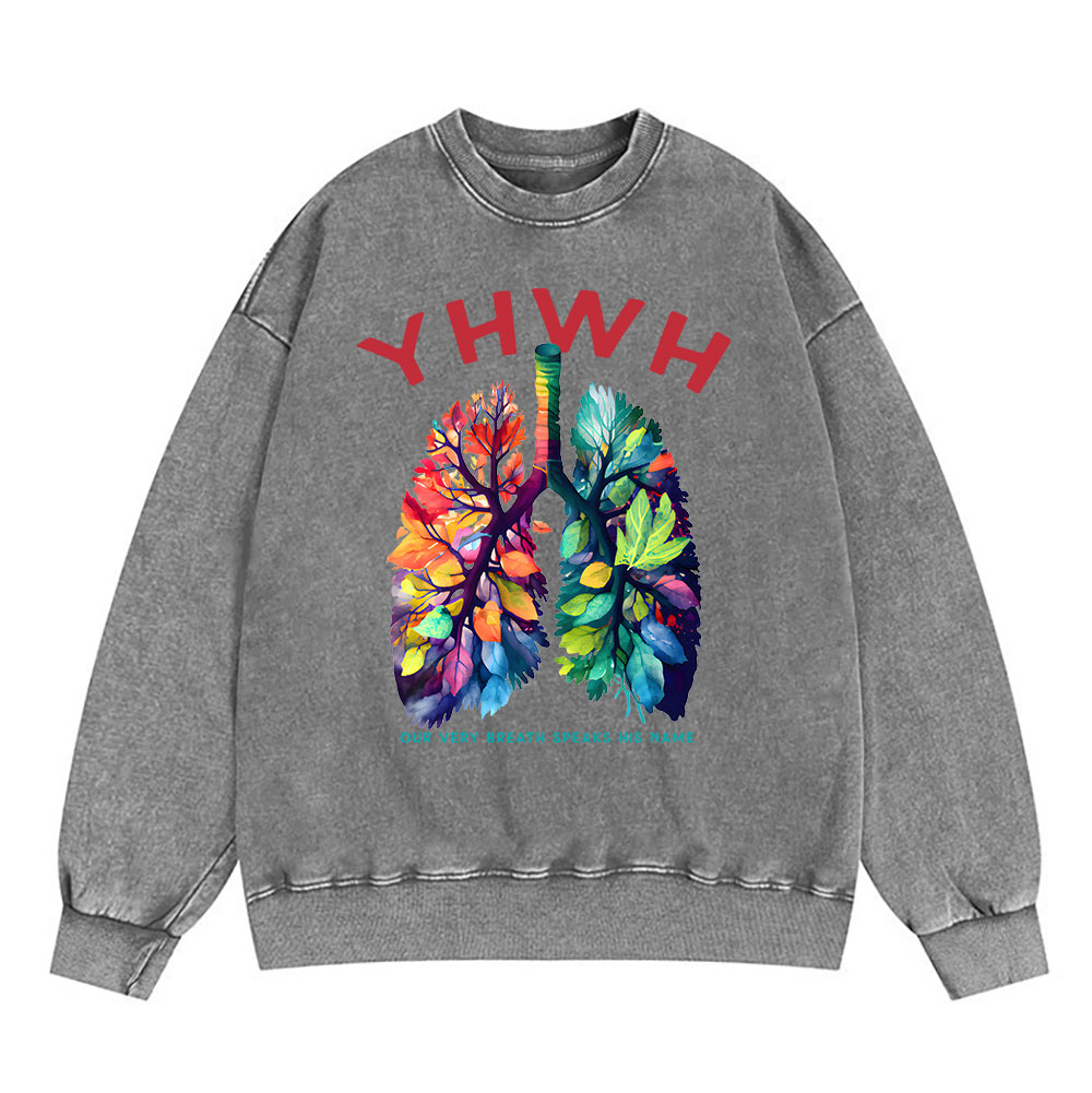 YHWH Leaf Christian Washed Sweatshirt
