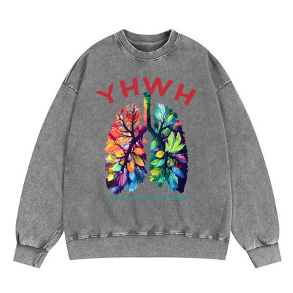 YHWH Leaf Christian Washed Sweatshirt