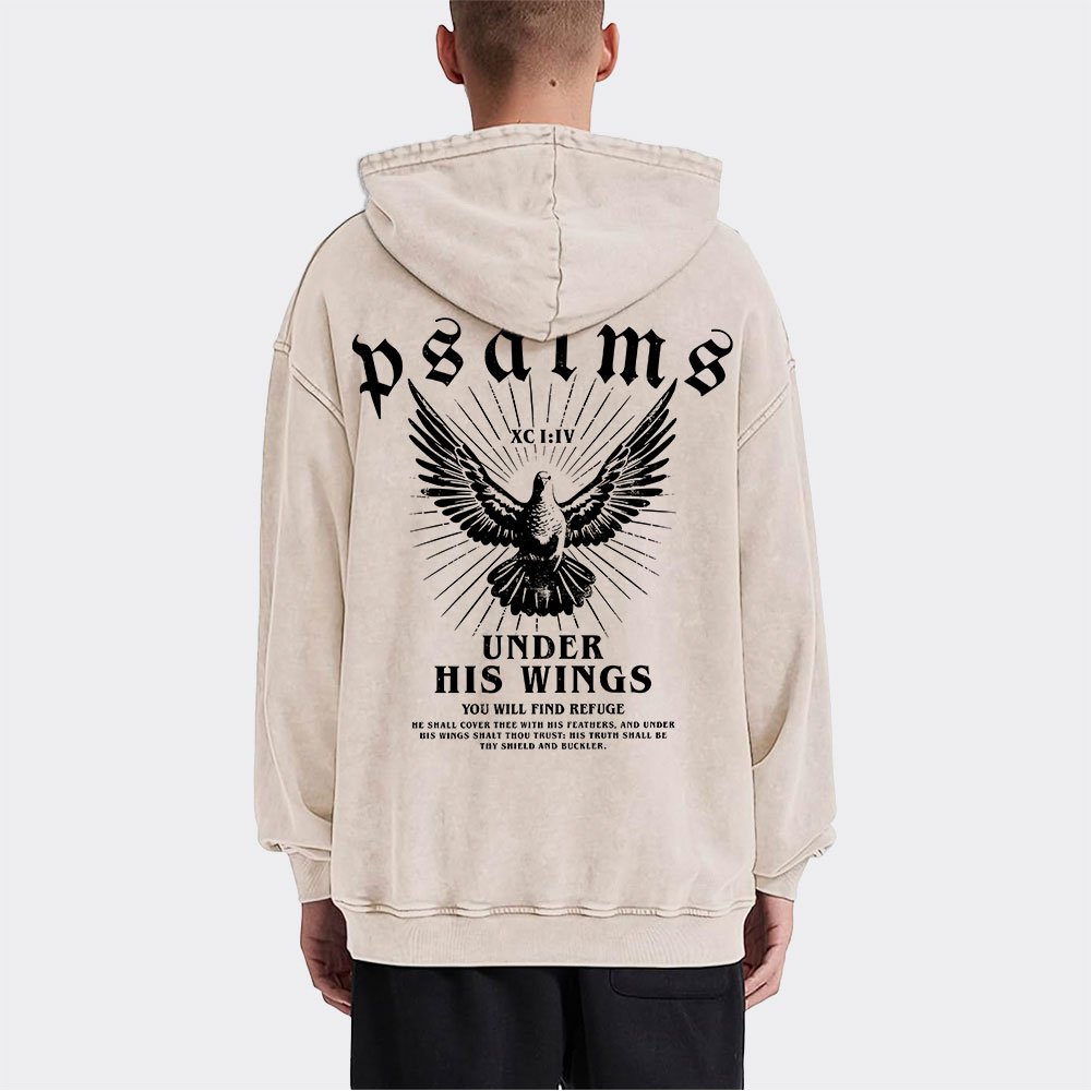 Under His Wings Christian Washed Hoodie 