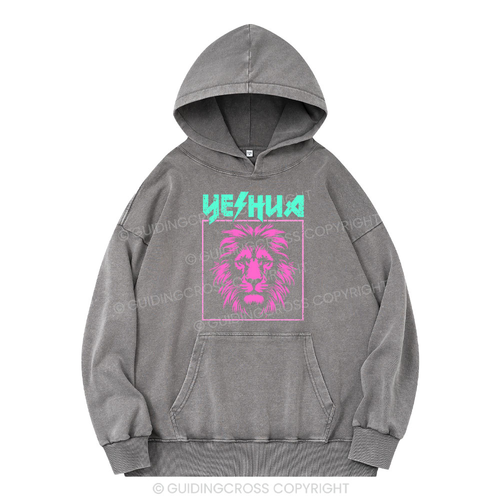 Yeshua Lion Christian Washed Hoodie 