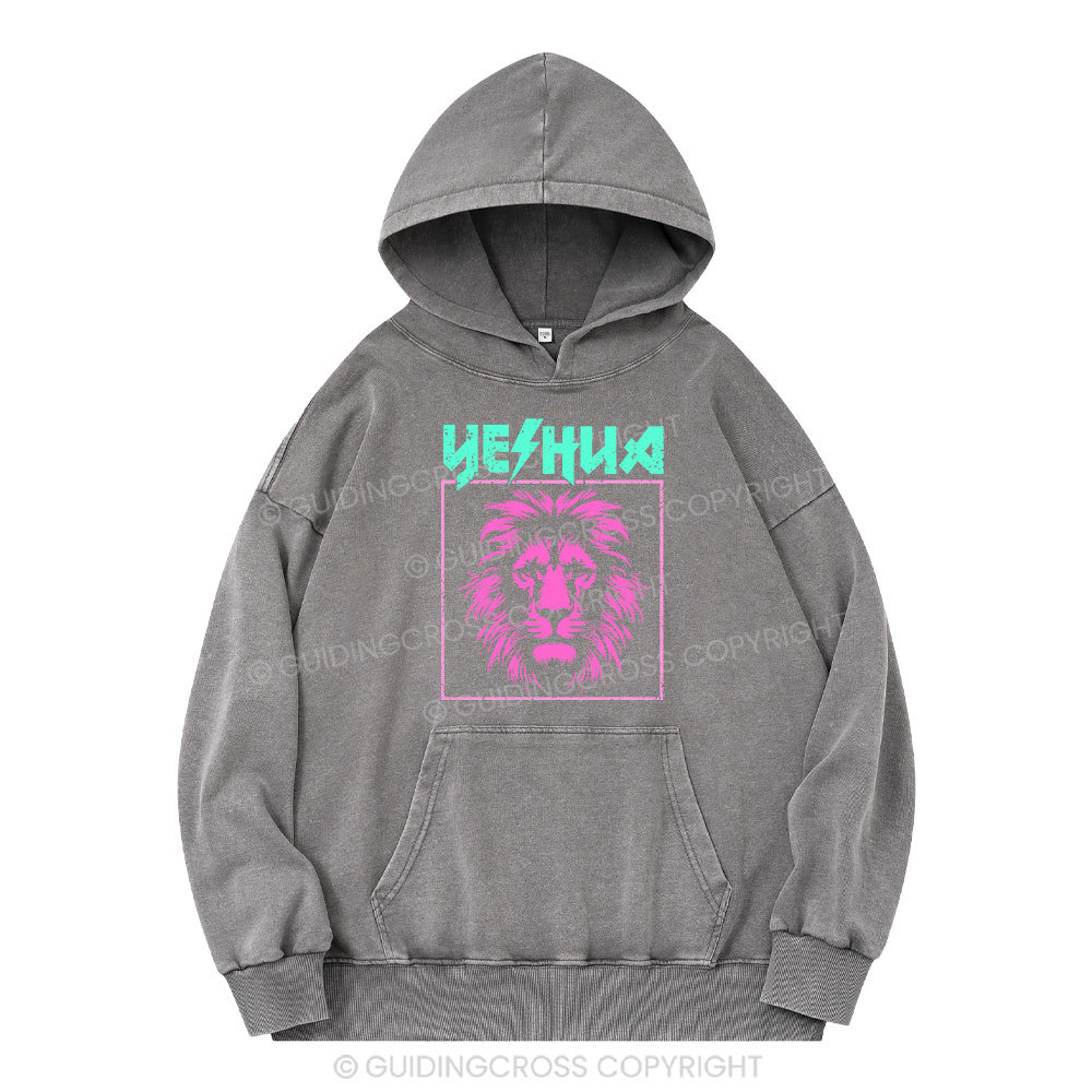 Yeshua Lion Christian Washed Hoodie 