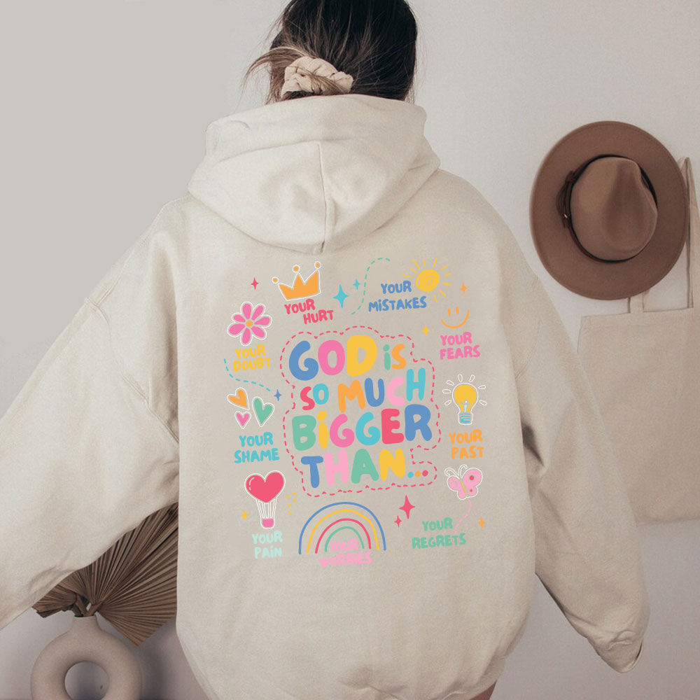 God Is Bigger Christian Washed Hoodie