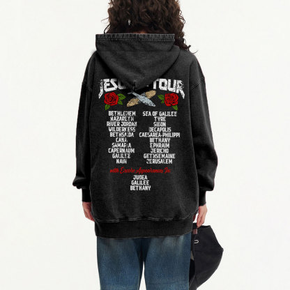 Jesus On Tour Christian Washed Hoodie